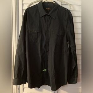 Ben Sherman Black, Collared Button-Up Shirt w 2 Front Pockets Size XXL